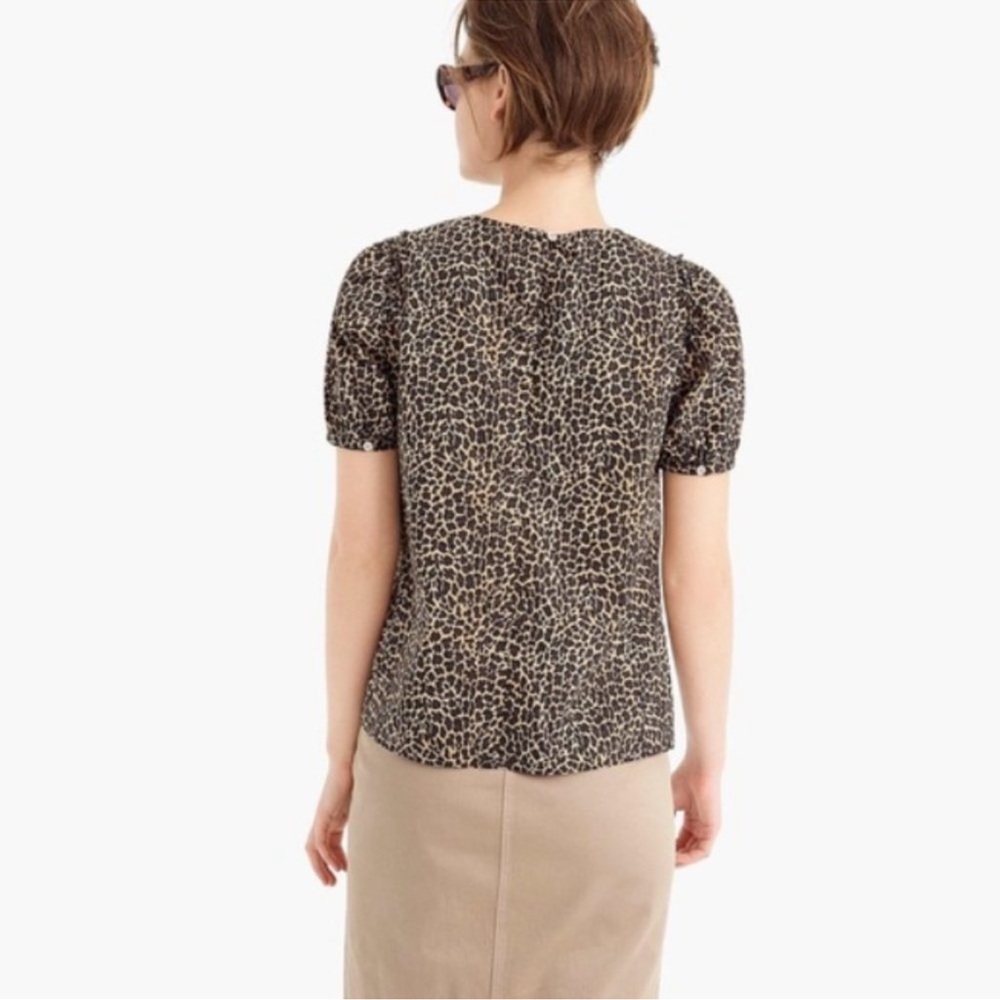 J. Crew J6080 Short Sleeve Puff Sleeve Leopard Print Top - Picture 2 of 11
